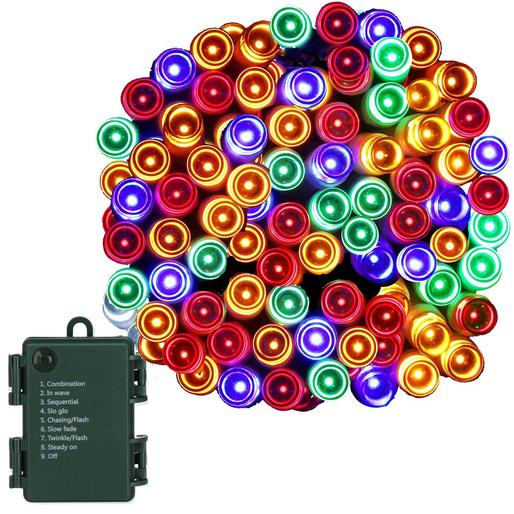 Instalatie lumini de exterior pentru gradina, 10 metri, 100 LED-uri, cu baterii, multicolor