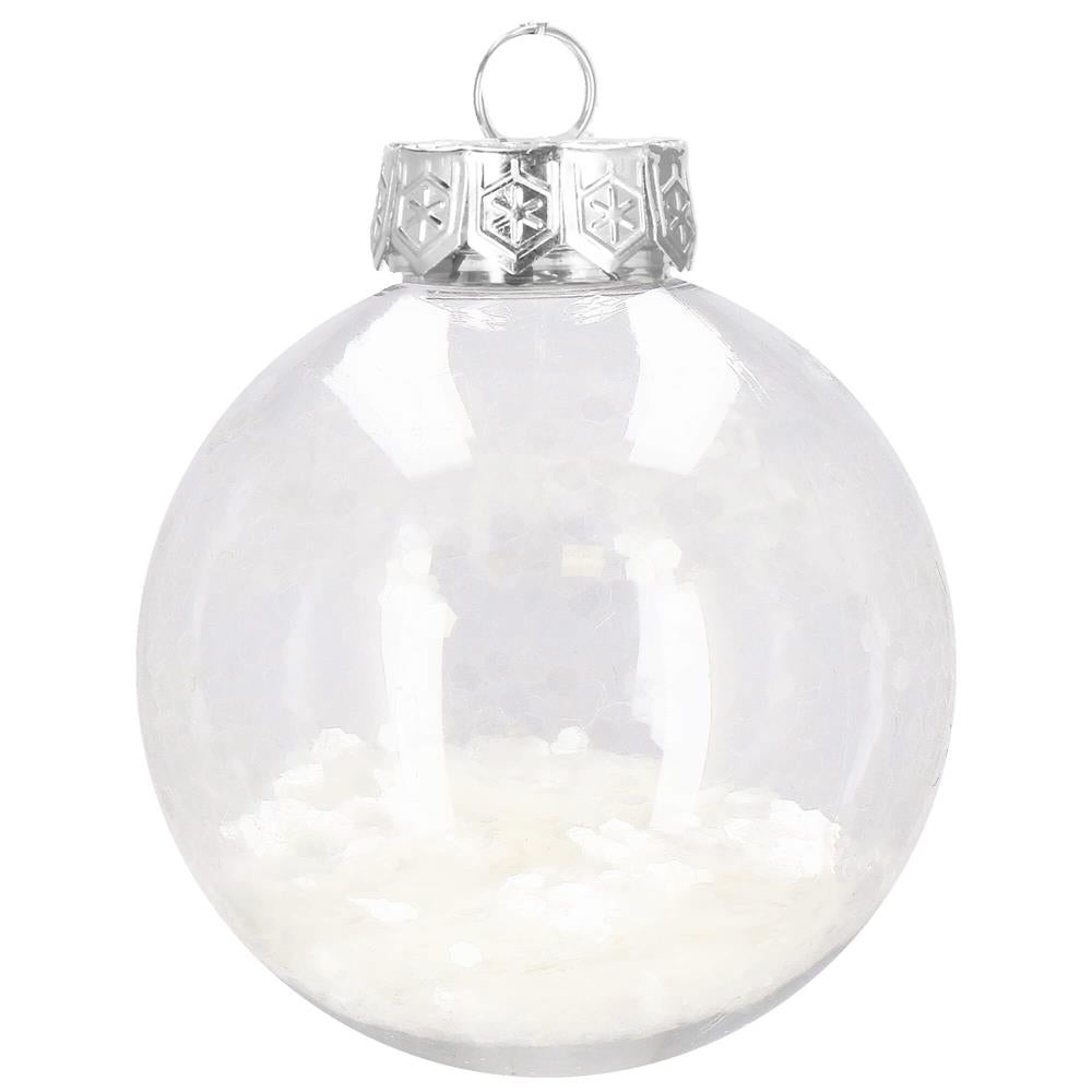 Set globuri de Craciun Inedit, 30 bucati, 7cm, transparente si alb
