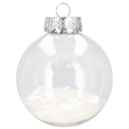 Set globuri de Craciun Inedit, 30 bucati, 7cm, transparente si alb
