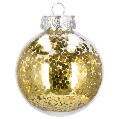 Set globuri de Craciun Inedit, 30 bucati, 7cm, transparente si auriu