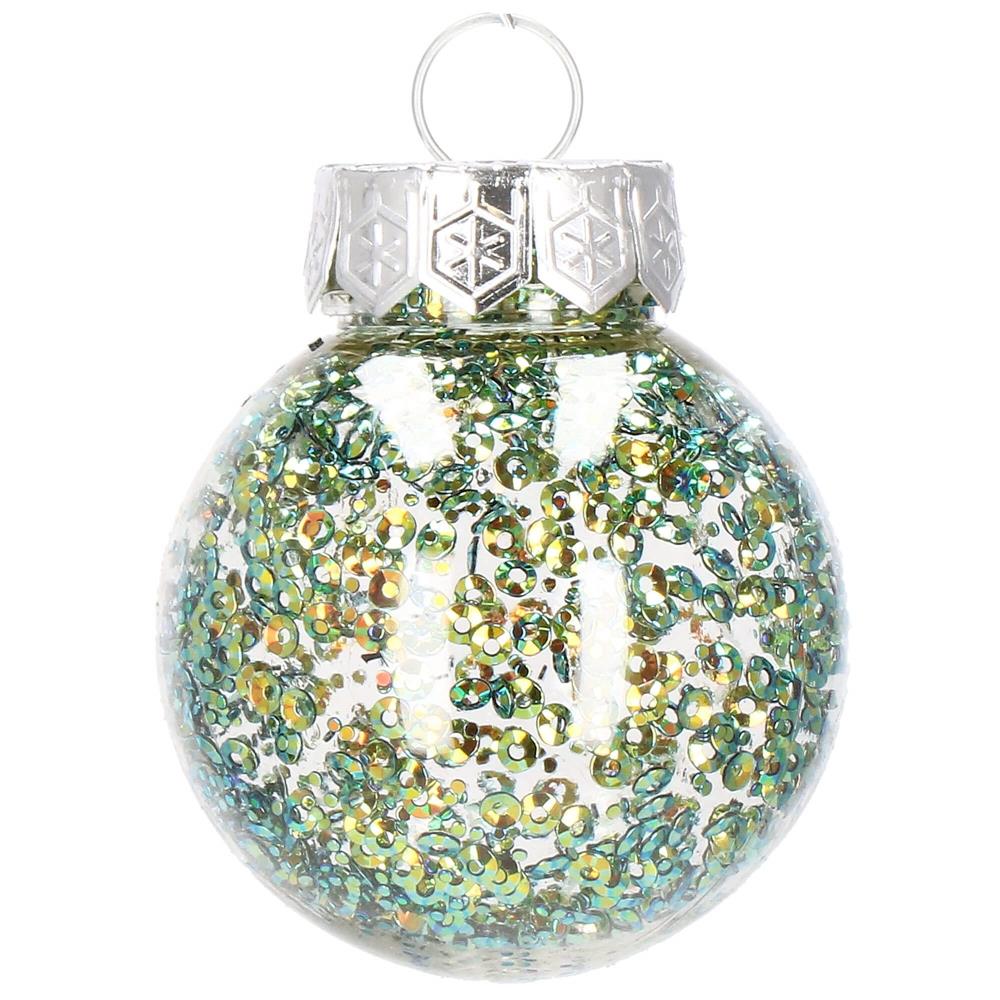 Set globuri de Craciun Inedit, 24 bucati, 5cm, transparente si verde