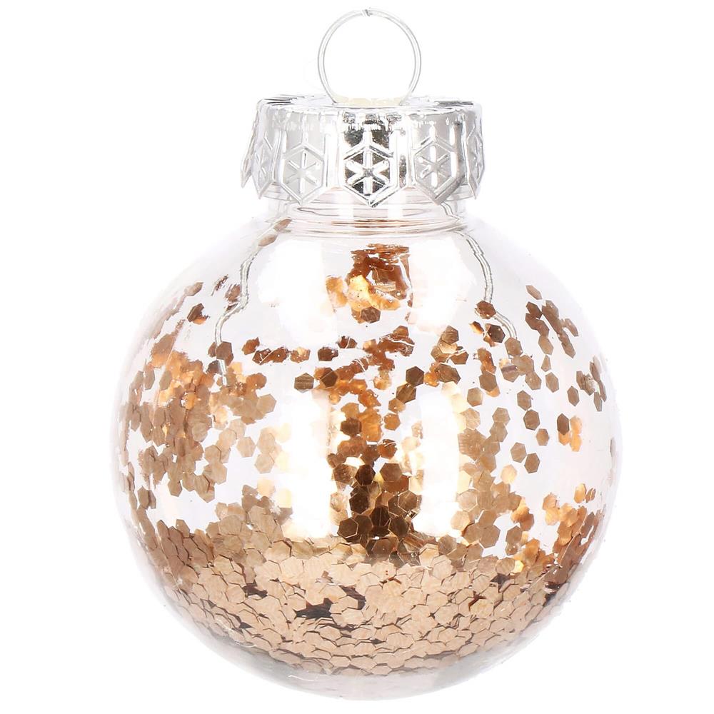 Set globuri de Craciun Inedit, 30 bucati, 6cm, transparente si aramiu