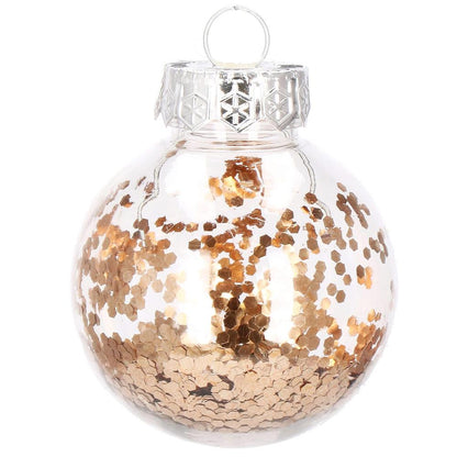 Set globuri de Craciun Inedit, 30 bucati, 6cm, transparente si aramiu
