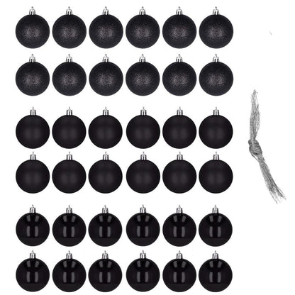 Set globuri de Craciun, 36 bucati, 3 modele, 3cm, negru
