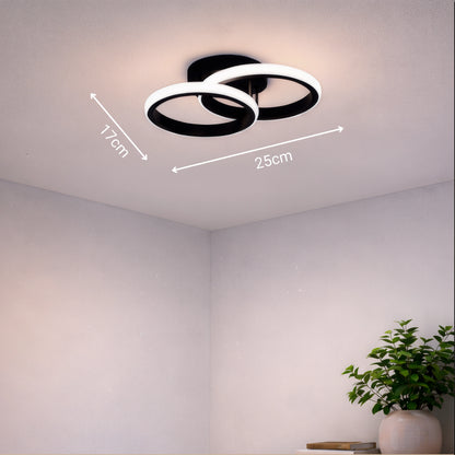 Lustra LED VERTEX Circula Cercuri Suprapuse, 44W, 2 Cercuri, Lumina Rece/Calda/Neutra, Negru