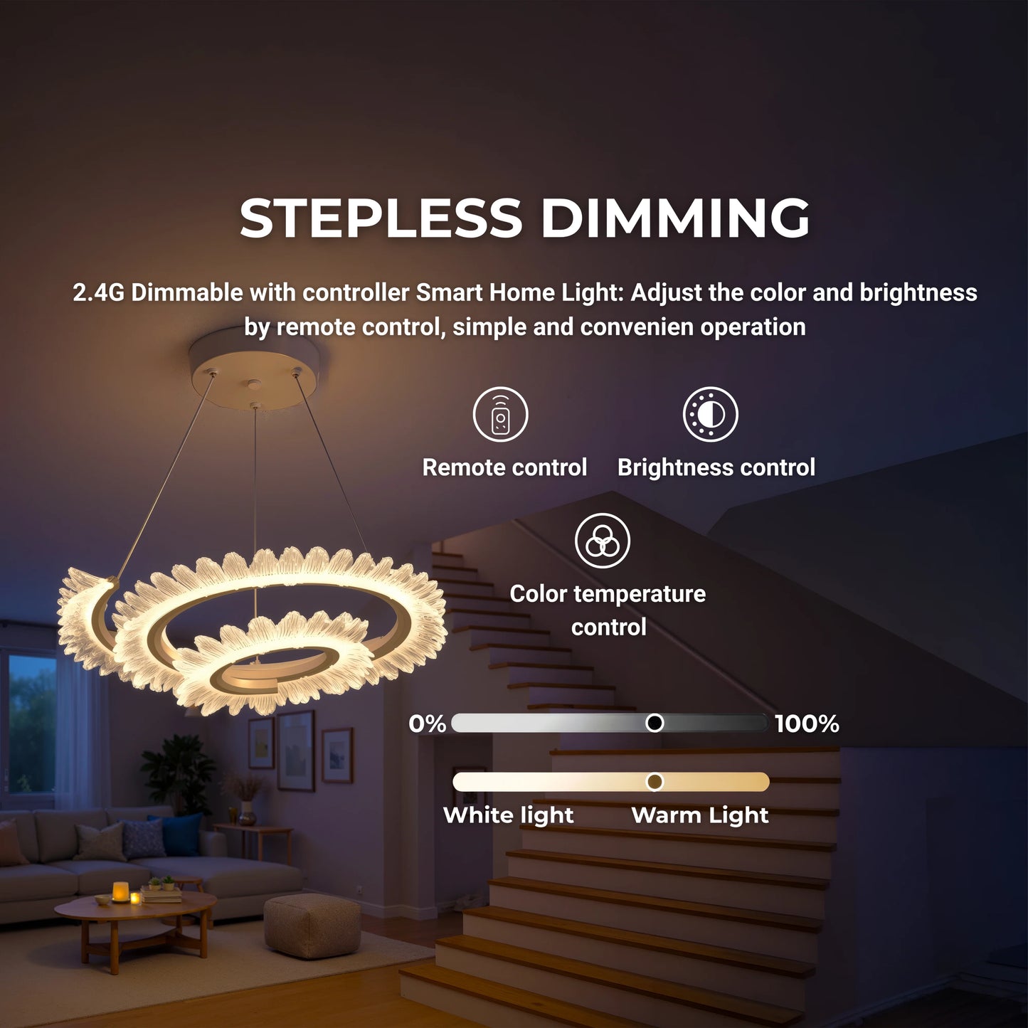 Lustra LED LT188WH, Cristal si Metal, 40W, Dimabila, Inaltime Reglabila, Lumina Rece/Calda/Neutra, Iluminat Luxos