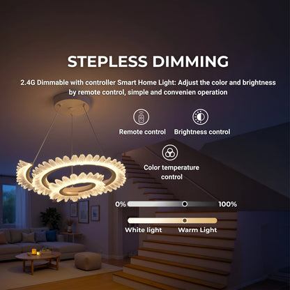 Lustra LED LT188WH, Cristal si Metal, 40W, Dimabila, Inaltime Reglabila, Lumina Rece/Calda/Neutra, Iluminat Luxos