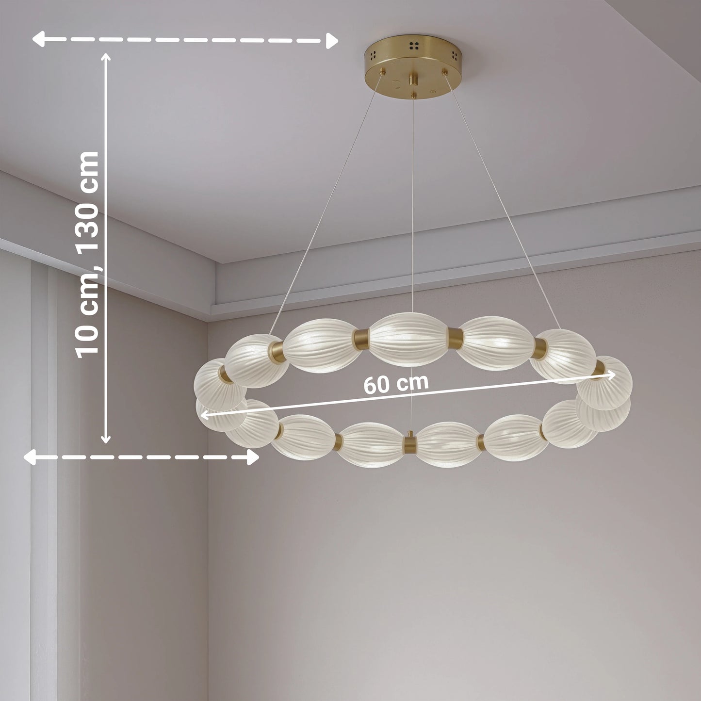 Lustra LED suspendata cu telecomanda FAUSTO II, 78W, lumina Rece/Calda/Neutra, Dimabila,Inaltime Reglabila, Auriu
