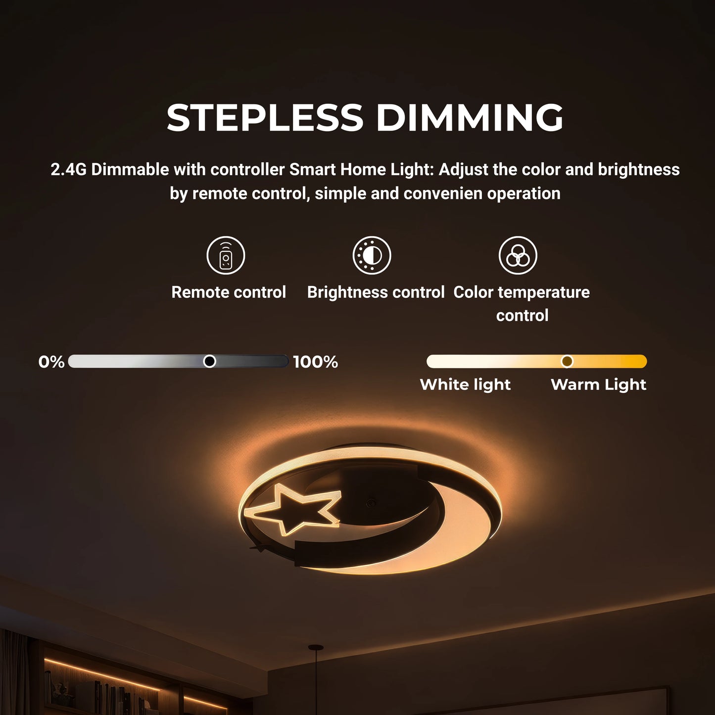 Lustra LED cu telecomanda ALYONA, 44W, lumina Rece/Calda/Neutra, Dimabila, Negru