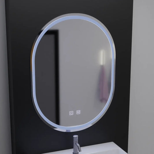 Oglinda LED Ovala, 60x80cm, Velara Touch, Sistem Dezaburire, Dimabila