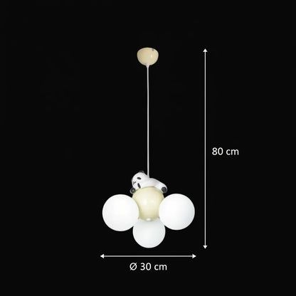 Lustra PANDA, 3xG9, D30 cm, Metal Rasina, Alb Auriu