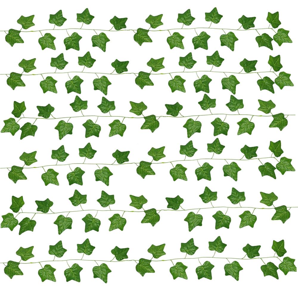 Set 6 ghirlande iedera artificiala pentru decorare, 6x208cm, frunze mici, verde