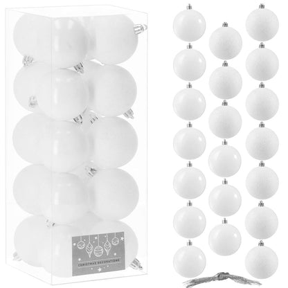 Set globuri de Craciun, 20 bucati, 6cm, alb perlat