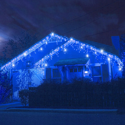 (DL) Ghirlanda luminoasa tip perdea cu flash 500 LED-uri, 20m, pentru interior/exterior, iluminare albastra