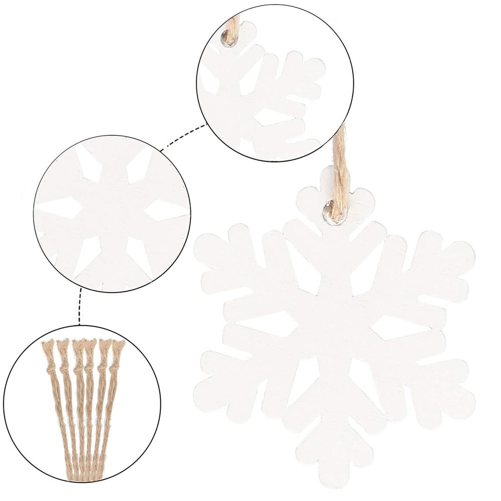 Decoratiune brad fulg de zapada din lemn, set 6 bucati, 4cm, alb