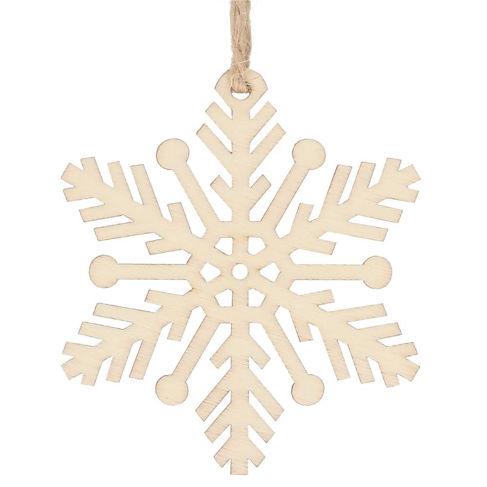 Decoratiune brad fulg de zapada din lemn, set 6 bucati, maro