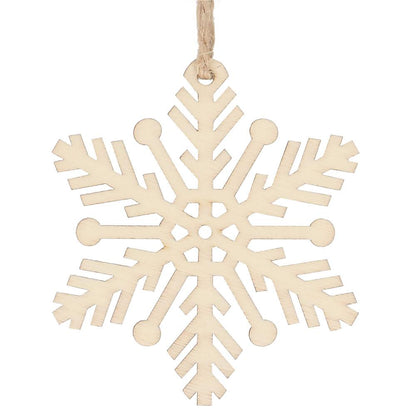 Decoratiune brad fulg de zapada din lemn, set 6 bucati, maro