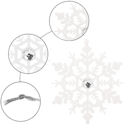 Decoratiune brad fulg de zapada cu cristal, set 2 bucati, 12cm, alb