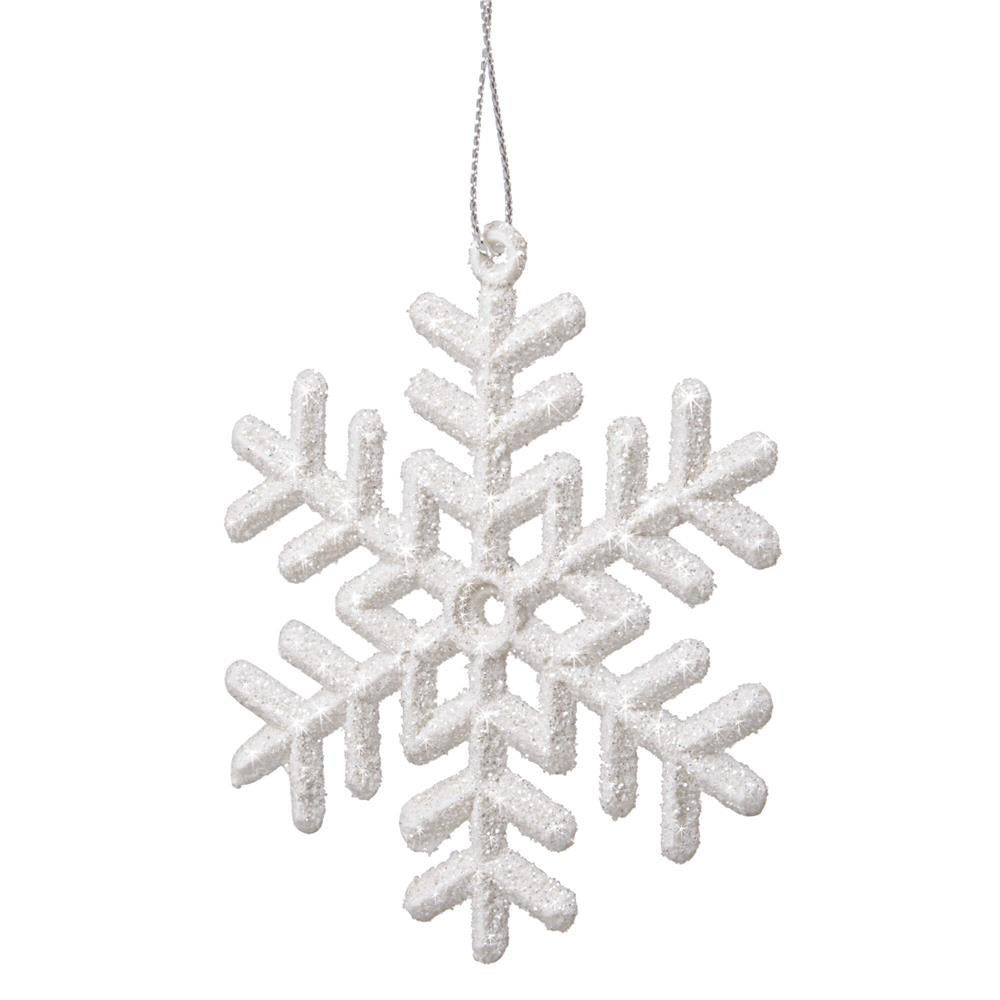 Decoratiune brad fulg de zapada, set 3 bucati, 8cm, alb