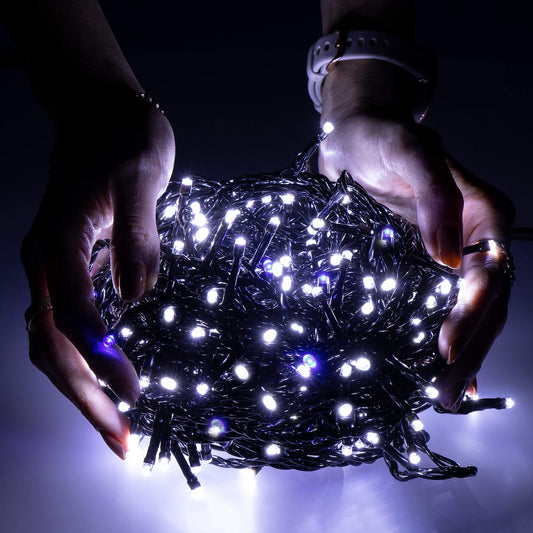 Instalatie lumini pentru bradul de Craciun, 61,5 metri, 1000 LED-uri cu flash, alb