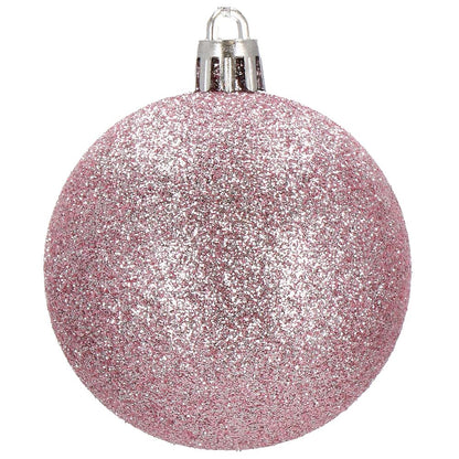 Set globuri de Craciun, 20 bucati, 3 modele, 4cm, roz