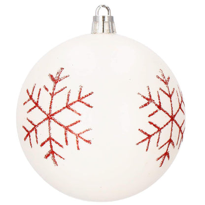 Set globuri de Craciun, 16 bucati, 8cm, 8 modele, rosu alb
