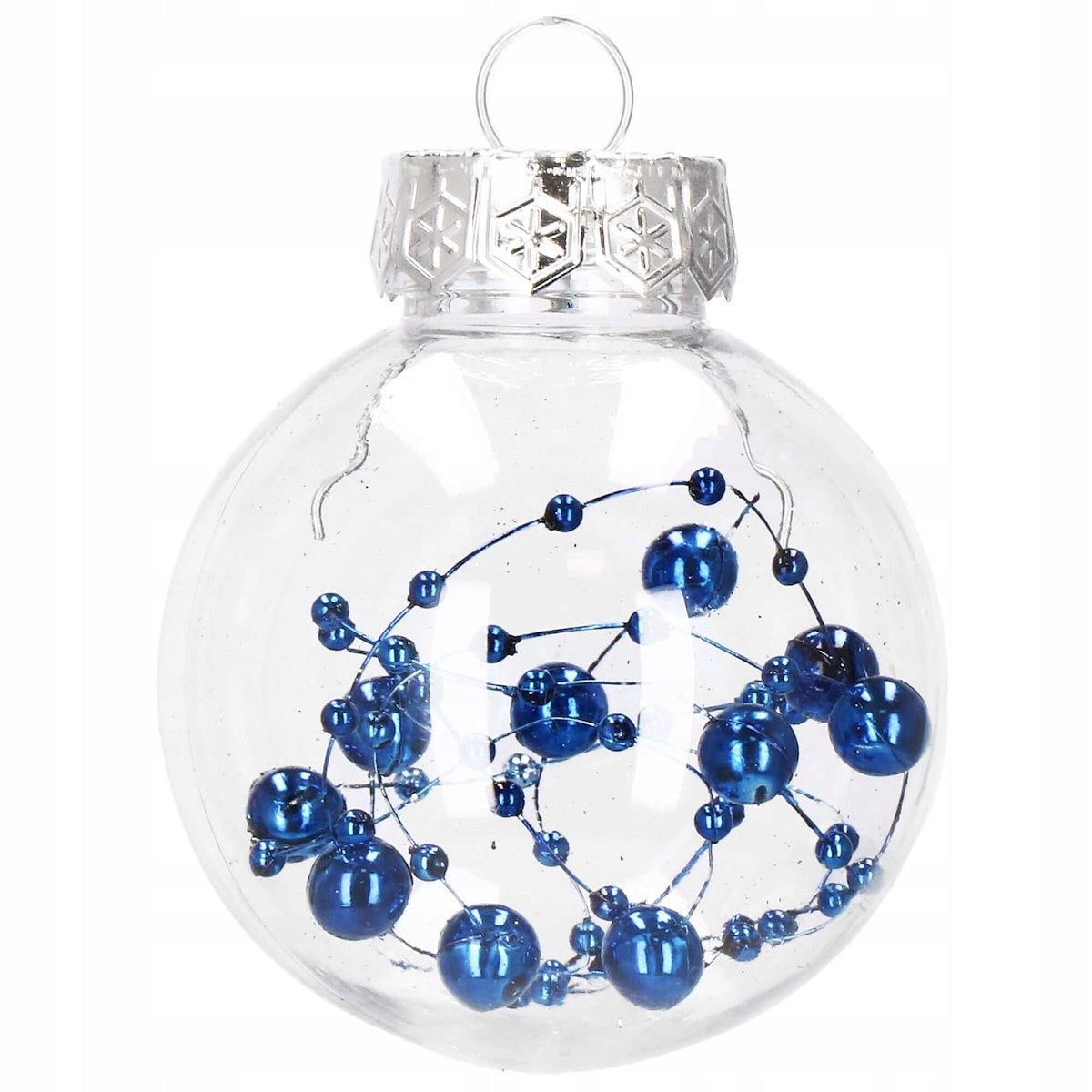Set globuri de Craciun Inedit, 30 bucati, 6cm, transparente si albastru