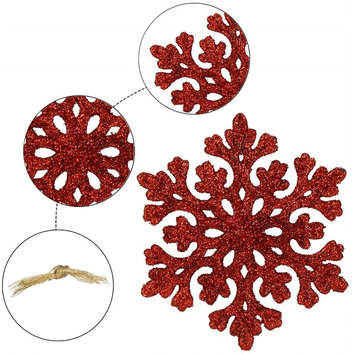 Decoratiune brad fulg de zapada, set 8 bucati, 8cm, rosu