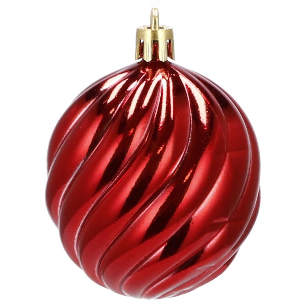 Set globuri de Craciun, 20 bucati, 5 modele, 6cm, rosu