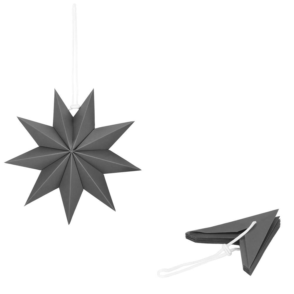 Stea decorativa 3D din hartie, cu 9 colturi, 30cm, argintie