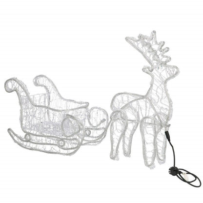 Instalatie lumini pentru Craciun, ren cu sanie, , 312 LED-uri, 150cm, galben