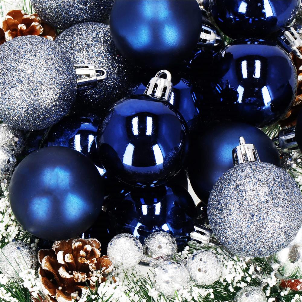 Set globuri de Craciun, 20 bucati, 3 modele, 4cm, albastru marin