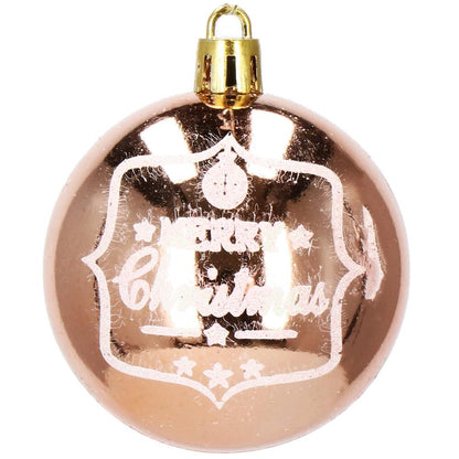 Set globuri de Craciun cu modele de sarbatori, 24 bucati, 6cm, rose