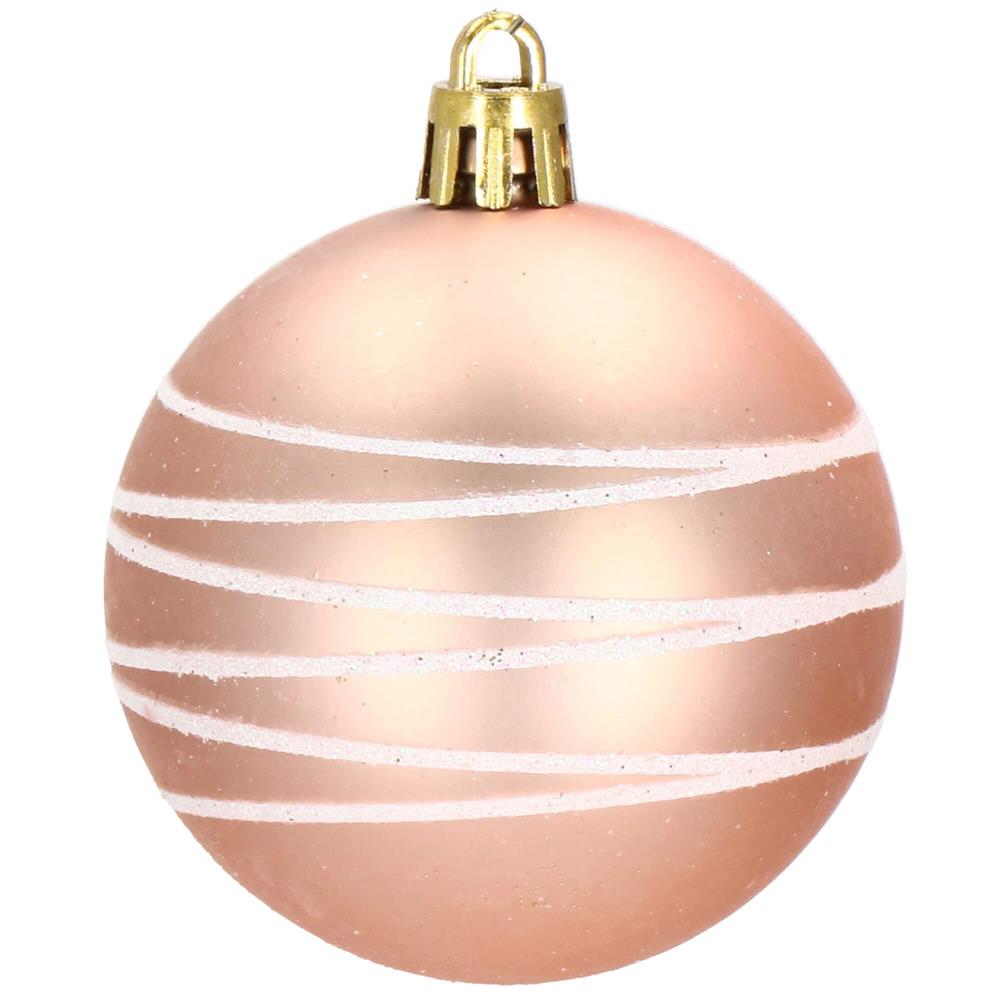 Set globuri de Craciun cu modele de sarbatori, 30 bucati, 6cm, roz si auriu