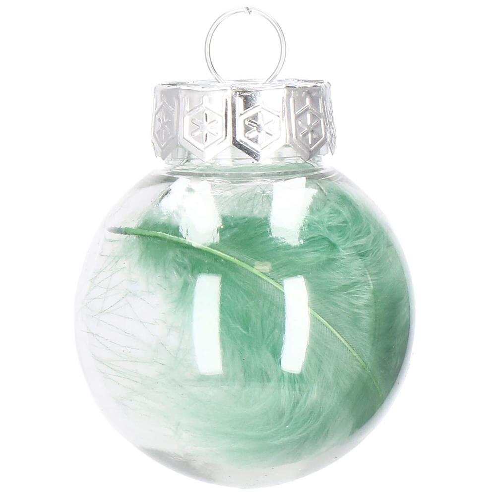 Set globuri de Craciun Inedit, 24 bucati, 5cm, transparente si verde