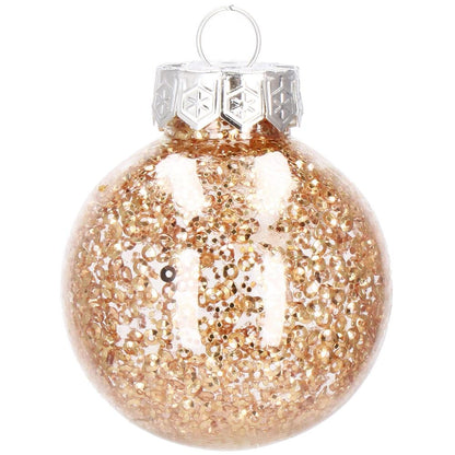 Set globuri de Craciun Inedit, 30 bucati, 6cm, transparente si aramiu
