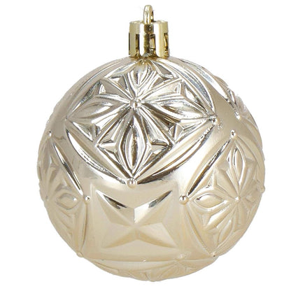 Set globuri si decoratiuni de Craciun, 70 piese, diverse dimensiuni, auriu si crem