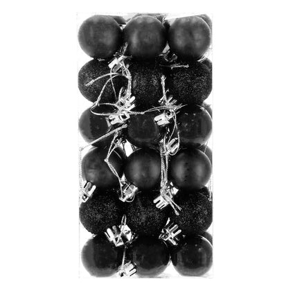 Set globuri de Craciun, 36 bucati, 3 modele, 3cm, negru