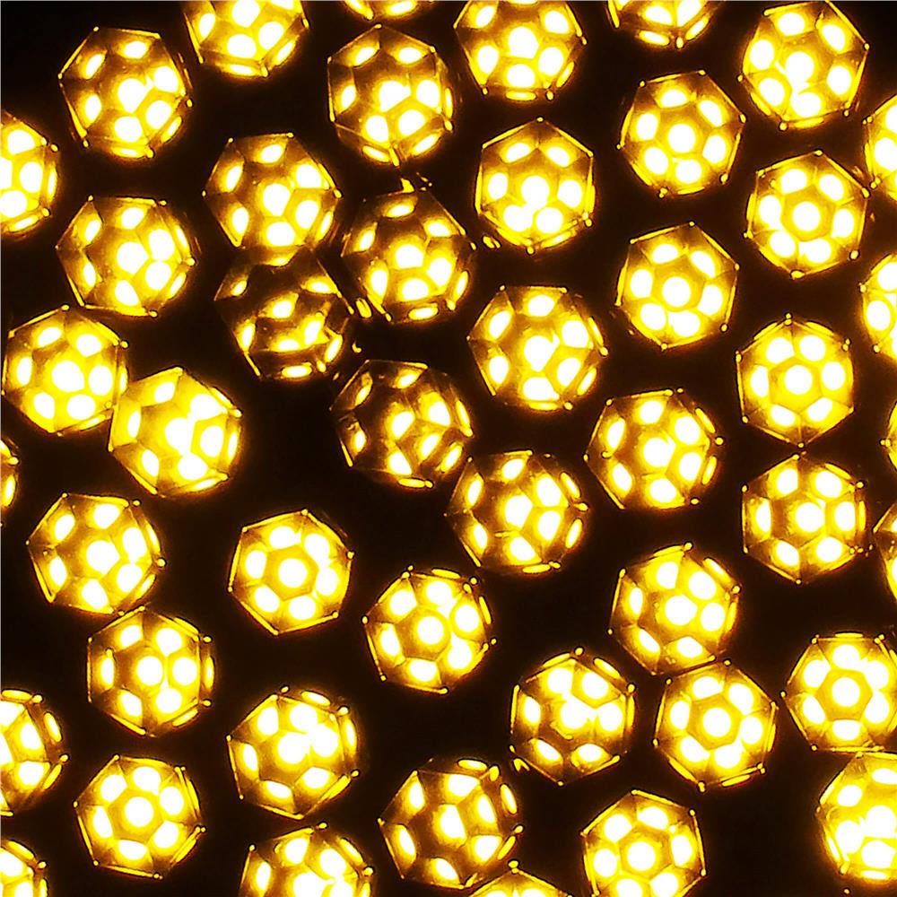 (DL) Instalatie lumini de exterior pentru gradina, 9 metri, 120 LED-uri forma cristal, cu baterii, galben