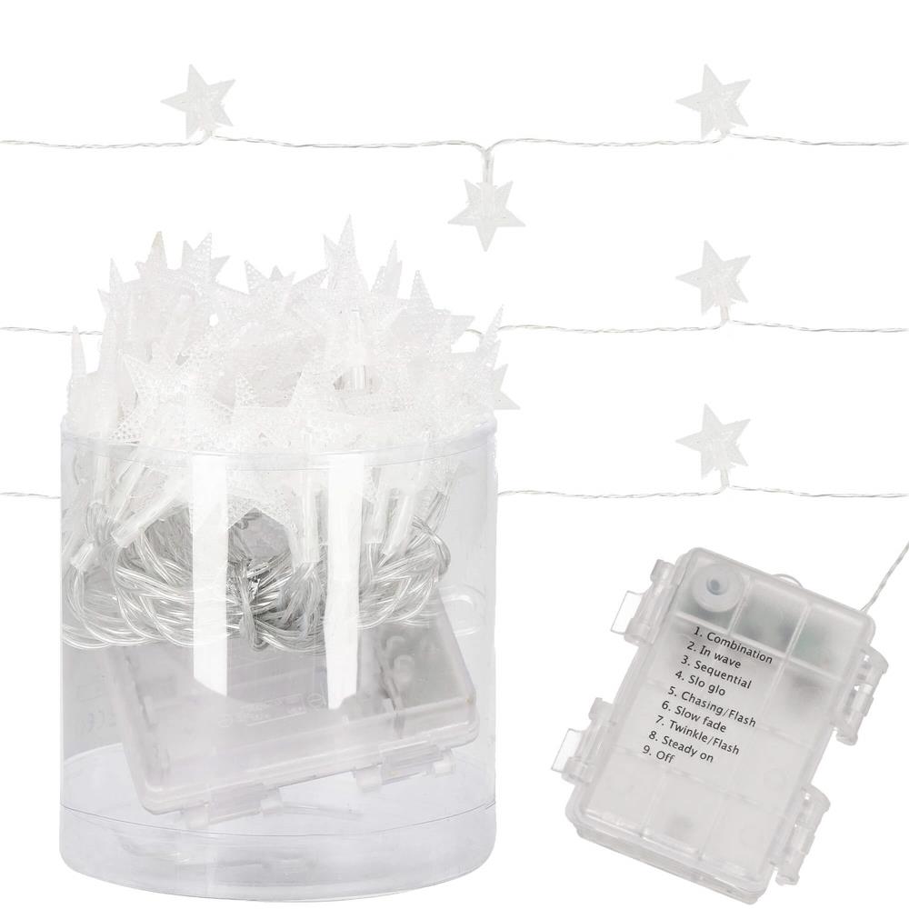 (DL) Instalatie stelute luminoase pentru gradina, 5 metri, 50 LED-uri, cu baterii, galben