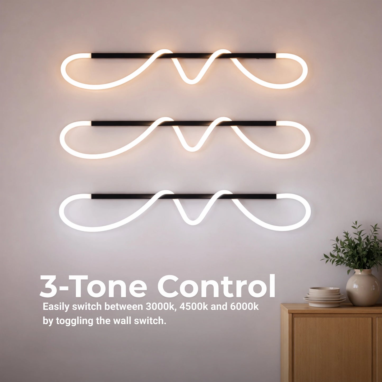 Lustra LED DIVINO cu Tub Silicon Flexibil – 62W, Lumina Reglabila, Negru Mat