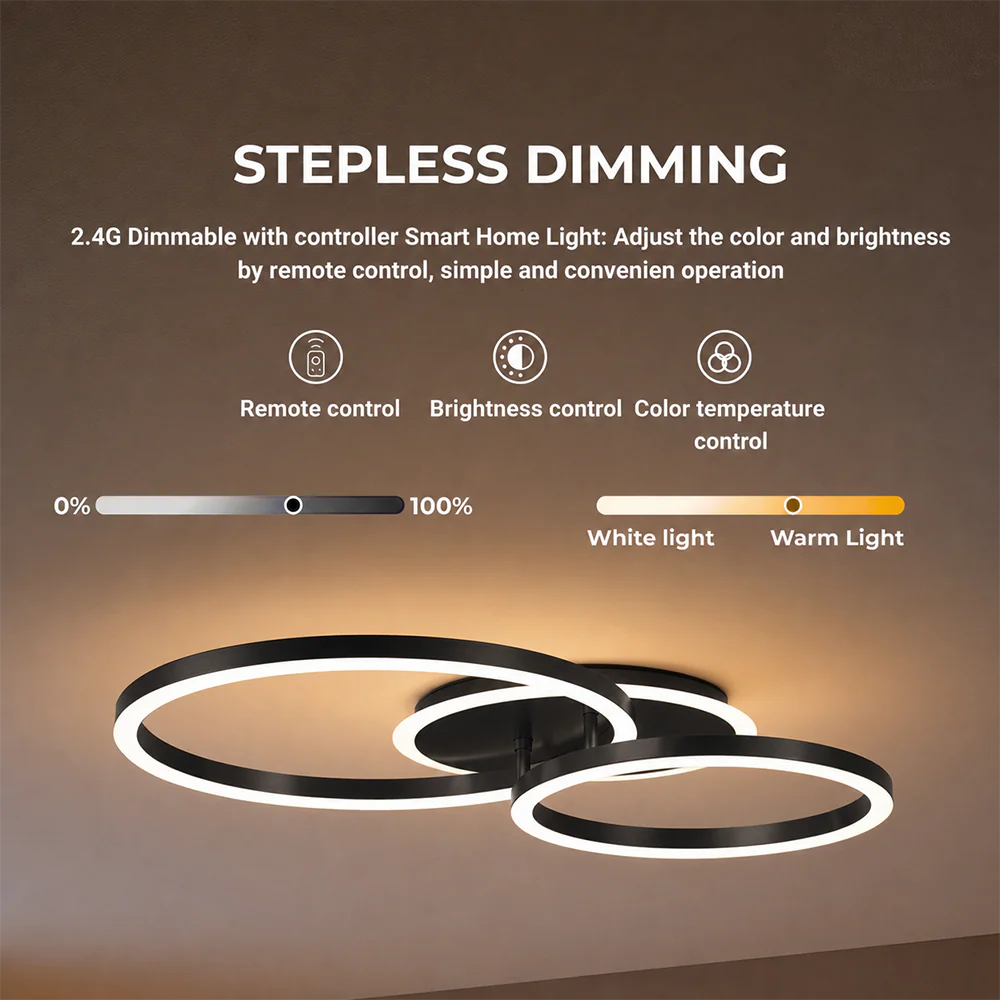 Lustra LED cu Telecomanda Hailey 120W Dimabila Negru