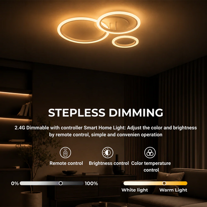 Lustra LED cu Telecomanda Betty 3 Cercuri Lumina Rece/Calda/Neutra 41W Dimabila Alb