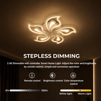 Lustra LED cu Telecomanda LILY 5 Elemente Lumina Rece/Calda/Neutra 66W Dimabila Alb