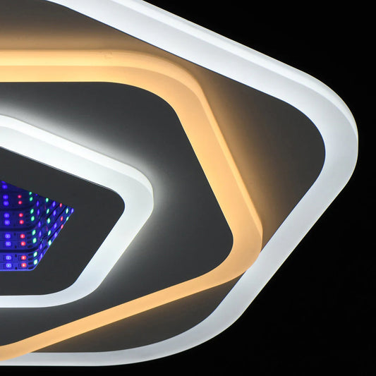 Lustra LED NEXA Pentagon 3D, 36W, Alb, pentru Hol/Coridor