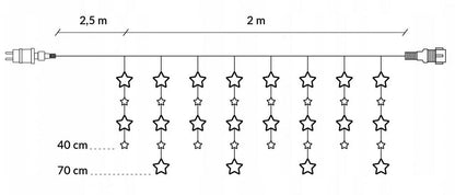 (DL) Instalatie lumina tip perdea cu 92 LED-uri, 2m, pentru interior/exterior, stelute iluminare alba