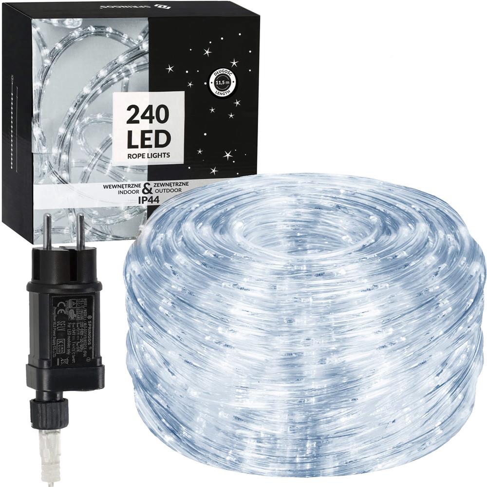 Instalatie tub furtun luminos pentru Craciun, 240 LED-uri, 10 m, pentru exterior, alb rece