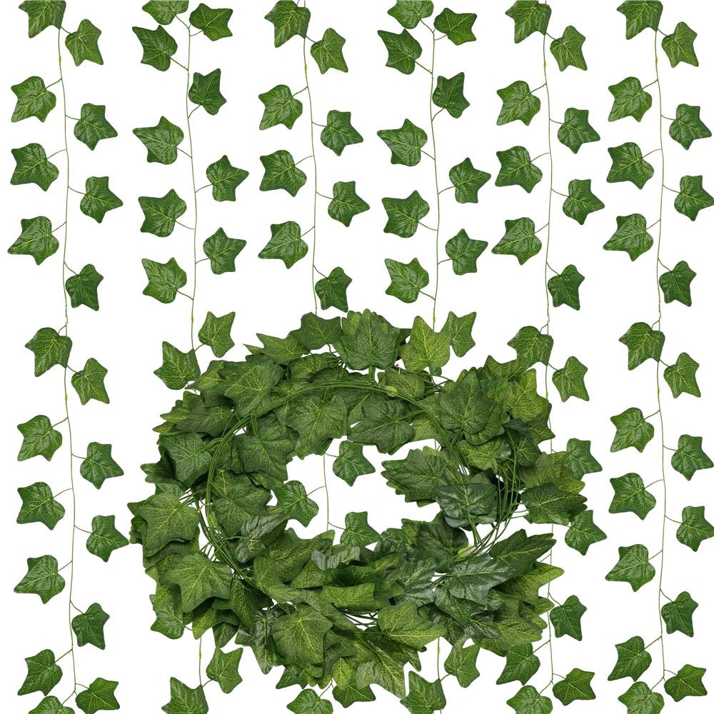 Set 6 ghirlande iedera artificiala pentru decorare, 6x208cm, frunze mici, verde