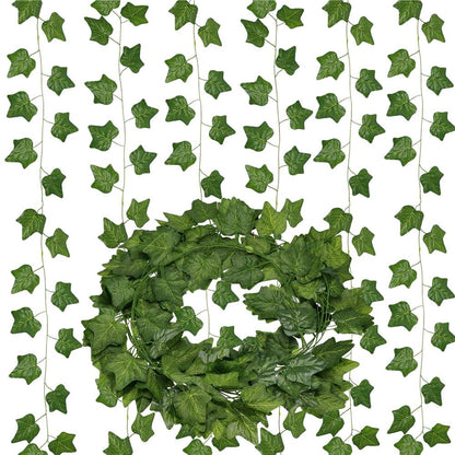 Set 6 ghirlande iedera artificiala pentru decorare, 6x208cm, frunze mici, verde