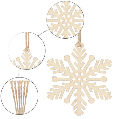 Decoratiune brad fulg de zapada din lemn, set 6 bucati, maro